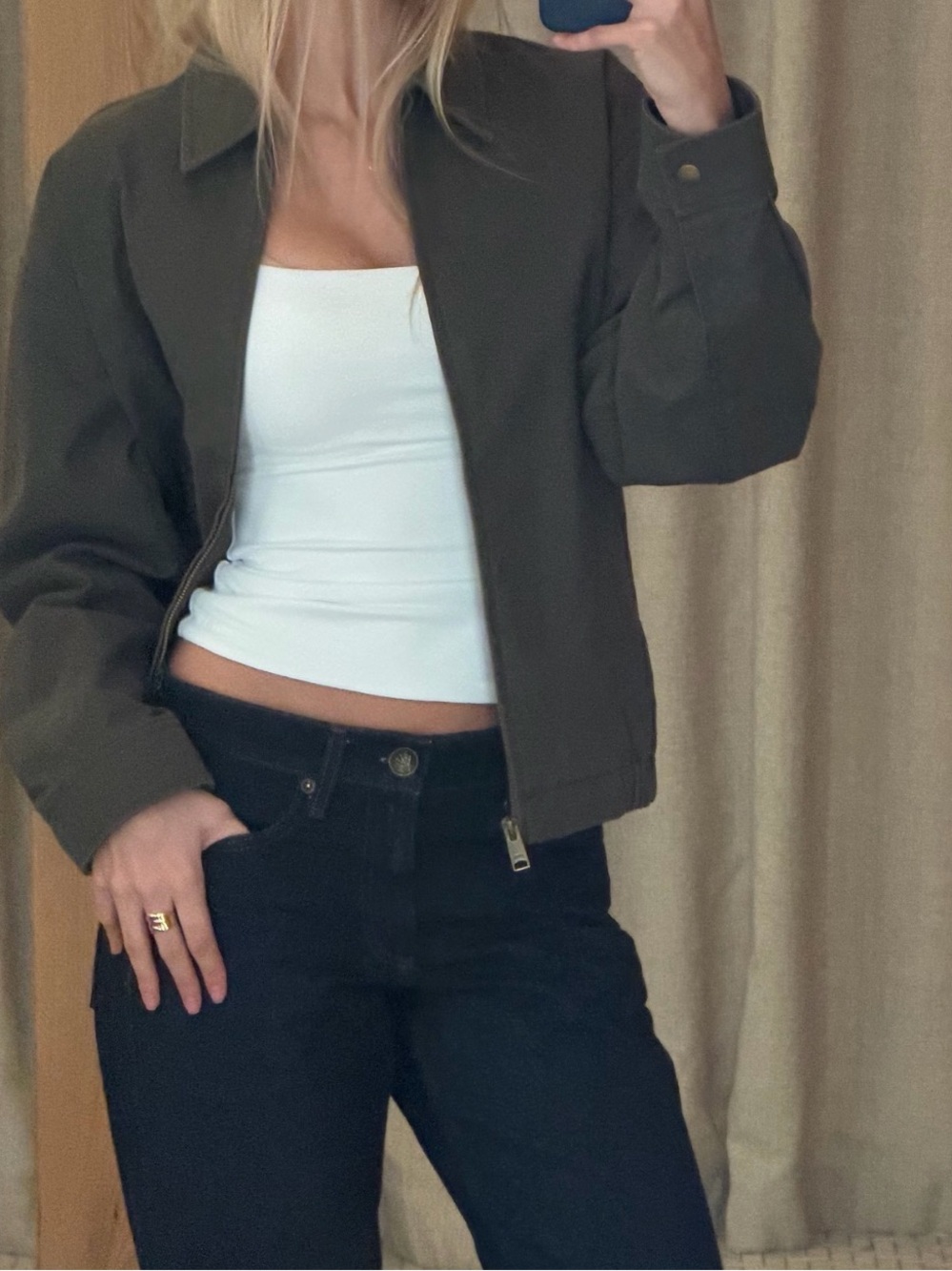 Aritzia Women's Zip Front Jacket in Olive